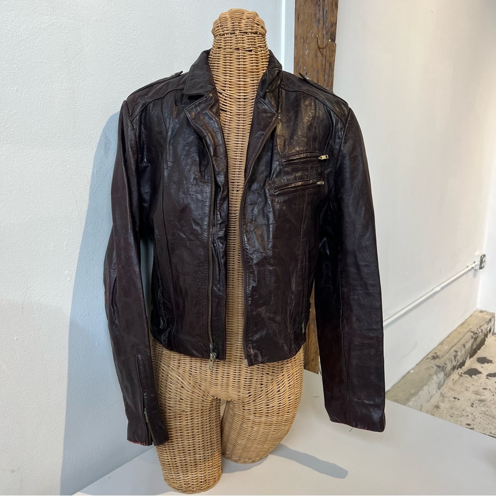 Brown Lightweight Shirt Jacket with Stand-up Collar